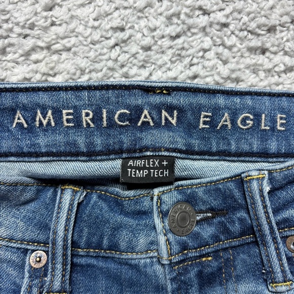American Eagle Jeans Mens 31 Skinny Airflex Temp Tech Distressed Holes Grunge - Picture 2 of 6